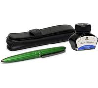 Coffret stylo plume Diplomat Aero vert avec étui en cuir et cartouche d'encre, taille M