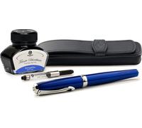 Coffret stylo plume Diplomat Excellence A2 Skyline Bleu avec encre et étui en cuir, épaisseur M