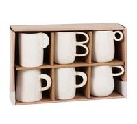 Coffret tasses (x6) en céramique blanche 5.5x8x5.5cm Beige