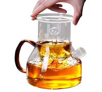 Coffret théière et infuseur en verre 1.2L,Théière en Verre Borosilicate Transparent,Sûr et Résistant à La Chaleur,avec Filtre Amovible,Parfait pour le thé en feuilles ou les fleurs de thé (Style 1)