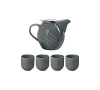 Coffret théière Mao gris 0,9L et 4 gobelets