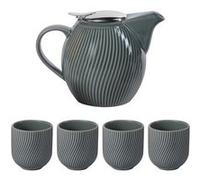 Coffret théière Mao gris 0,9L et 4 gobelets - Table Passion - Gris - Grès Gris G