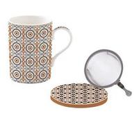 Coffret tisanière Geo Ethnic 35 cl - Porcelaine avec infuseur inox