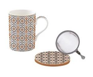Coffret tisanière Geo Ethnic 35 cl - Porcelaine avec infuseur inox