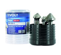Tivoly Coffret 5 fraises à noyer HSSE5% cobalt DIN335C à 90° Ø 10,4 à 31 mm PREMIUM