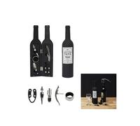 The Concept Factory - Coffret vin KV7392 - 5 accessoires essentiels - Forme bouteille - Noir