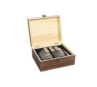 Coffret whisky 10 accessoires (2 verres, pince de service, 6 glaçons inox) style gentleman - -