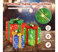 Coffrets cadeaux de Noël LED en 3 parties avec 52 lumières blanc chaud