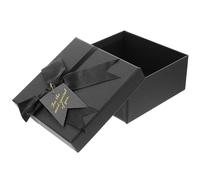 Coffrets de Mariage Boîte D’emballage Carrée 15x15x7cm Noire | Polyester et Papier, Nœud V Décoratif, Rangement pour Bonbons et Chocolats, Célébration Halloween
