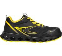 COFRA GAIT Chaussures de sécurité pour homme et femme S1P Chaussures de travail, empeigne en tissu respirant, basses et confortable, Noir/Jaune, 47 EU