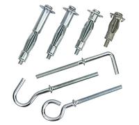COGEX - 11597 - Lot de 45 Chevilles à Expansion et Crochets pour Mur Creux - Assortiment Ø4 mm - Longueurs 21, 32, 38 et 46 mm - Fixation Plaque de Plâtre et Cloison Creuse