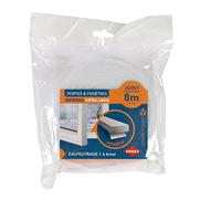 COGEX - Boudins de portes et isolation, Protections intempéries - Bande de joint portes/fenêtres, Joint isolant en mousse autocollant, Calfeutrage adhésif portes et fenêtres - 12mm x 8m (ép : 10mm)