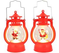 COHEALI 2 Pièces Lanterne de Noël à LED Rouge en Plastique, Lampe Décorative sans Flamme, Lumière Portable pour Décoration Intérieure et Fêtes du Nouvel an