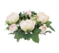 COHEALI Couronne de Bougie Décoration Légère en Rose Artificielle Réaliste en Plastique et Soie pour Table et Porte, pour Centre de Table Mariage ou Fête