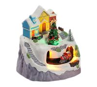 COHEALI Maison de Noël Lumineuse et Rotative en Plastique avec Éclairage LED, Fonctionnant par USB ou Batterie, Décoration Festive pour Centre de Table en Famille