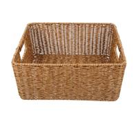 COHEALI Panier de Rangement Tissé Poignées Doubles en Pp et Fer Grosse Capacité Imitation Rotin 34x26x16 Cm pour Organiser Bureau et Maison