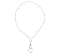 COHEALI Porte-badge D'identification Élégant avec Chaîne de Lunettes en Perles Blanches, Léger et Polyvalent, avec Pochette Transparente pour Cartes, pour Enseignants et Bureaux
