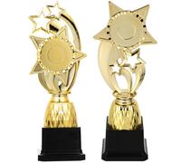 COHEALI Trophée de Compétition Forme Étoile à Cinq Branches pour Garçon et Filles en Plastique Or, 2 Pièces Résistant Concours Scolaires ou Événements de Fête