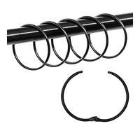 Coideal Lot de 36 anneaux de reliure ronds en métal pour rideau de douche 5,4 cm (5,6 cm) pour cartes de notes, bureau (noir)