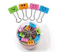 Coideal Pince a Double Clips en Metal 19 mm, Lot de 40 Mini Pince à Papier Sourire Pinces à Documents Couleurs Pince a Dessin pour Bureau