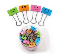 Coideal Pince Papier Smiley 25 mm, 48 Pièces Double Clip Souriantes Couleurs Pince à Documents Pince a Dessin pour Bureau