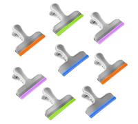 Coideal Pince Sachet Acier Inoxydable, 8 Pièces Grand Pince à Sac 76 mm Pince de Fermeture avec Bords en Silicone Colorés pour Cuisine, Maison, Alimentaire, Café