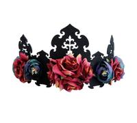 Coiffe de Fleurs D'halloween Couronne de Tête Légère, Bandeau Élastique | Tissu Noir, Style Sombre, Facile à Porter, Portable, Célébration Halloween, Parc de Loisirs