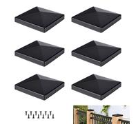Coiffes pyramidales pour poteaux, en fer, 14,5 x 14,5 cm, noires, lot de 6