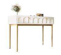 Coiffeuse 100/45/76,5 cm blanc crème en bois et métal avec 2 tiroirs