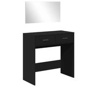 Coiffeuse - AKOZON - 80x39x80 cm - Noir - Bois d'ingénierie - Miroir inclus