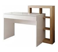 Coiffeuse ALTOBUY ARTURO - 1 tiroir, étagères décalées, blanc laqué et aspect bois Cadiz - 138x50x100cm Blanc