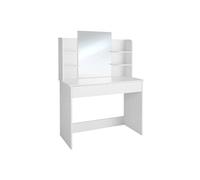 Coiffeuse - TECTAKE - Table de maquillage CAMILLE avec tiroir et 4 étagères au style moderne, 100 x 40 x 139,5 cm - Blanc