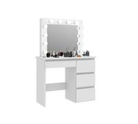 Coiffeuse avec 4 tiroirs et miroir LED coloris blanc - H75 x L94 x P43 cm --