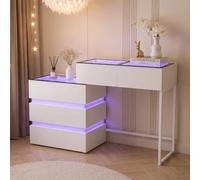 Coiffeuse avec éclairage LED Blanc 130 cm+ 5 Tiroir