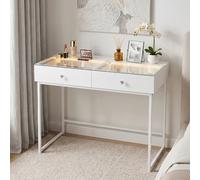 Coiffeuse Avec Eclairage LED Sans Miroir Blanc 100x55 cm Meuble De Toilette 2 Tiroirs