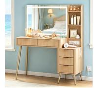 Coiffeuse avec grand miroir pour chambre, table de maquillage
