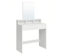 Coiffeuse avec Grand Miroir, Table de Maquillage, avec 2 Tiroirs et 3 Compartiments, Coin Beauté, Style Moderne, Blanc À propos de cet article[Spacieux, sans encombrer] Dotée de 2 tiroirs, d'une grand