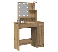 Coiffeuse avec LED - vidaXL - Chêne artisanal - 86,5x35x136 cm - Bois d'ingénierie - Miroir avec LED - Tiroir spacieux
