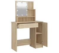 Coiffeuse avec LED - vidaXL - Chêne sonoma - 86,5x35x136 cm - Bois d'ingénierie - Ampoules LED - Rangement spacieux
