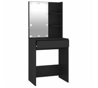 Coiffeuse avec LED - vidaXL - Noir - 60x40x140 cm - Bois d'ingénierie - Ampoules LED avec USB