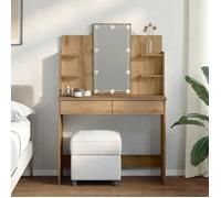 Coiffeuse avec lumières LED - vidaXL - Chêne artisanal - 96x40x142 cm - 2 tiroirs - 4 étagères - Miroir avec LED