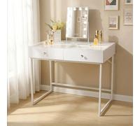 Coiffeuse avec Miroir à Éclairage LED Dimmable Blanc 100cm 2 Tiroirs Miroir 30x 41 cm