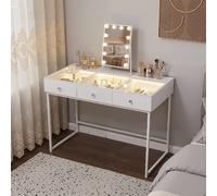 Coiffeuse avec Miroir à Éclairage LED Dimmable Blanc 115cm 3 Tiroirs Miroir 30x 41 cm