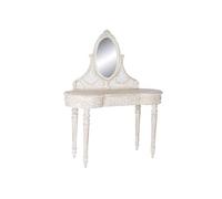 Coiffeuse avec miroir en manguier/MDF coloris beige - Longueur 114 x Profondeur 44 x Hauteur 141 cm --