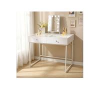 Coiffeuse avec miroir LED intelligent - Table de maquillage blanche au style moderne et épuré (utilisable comme bureau) - 100x55x81 cm 2 tiroirs