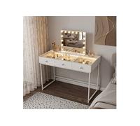 Coiffeuse avec miroir LED intelligent - Table de maquillage blanche au style moderne et épuré (utilisable comme bureau) - 3 tiroirs 115x55x81 cm