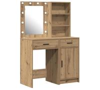Coiffeuse avec miroir LED - vidaXL - Chêne artisanal - Bois d'ingénierie - 50x41x135 cm - Miroir LED intégré