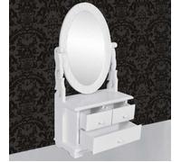Coiffeuse avec miroir pivotant ovale MDF_2 ans garantie_32449