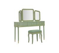 Coiffeuse avec Miroir & Tabouret ""Camille"" 120cm Vert
