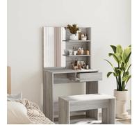 Coiffeuse avec miroir - vidaXL - Sonoma gris - 74,5x40x141 cm - Bois d'ingénierie - Grand espace de rangement